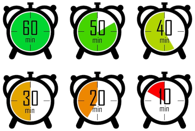 Set of timer icon set Countdown timers Stopwatch symbol