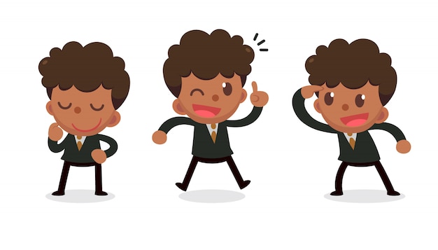 Set of tiny businessman character in actions. Get Idea.