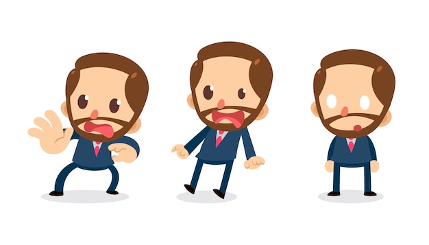 Set of tiny businessman character in actions.