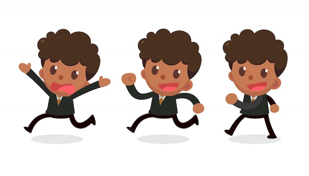 Set of tiny businessman character in actions