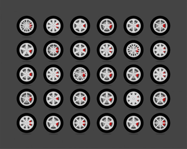 タイヤとホイールをセットします。ディスクホイール車のアイコン。