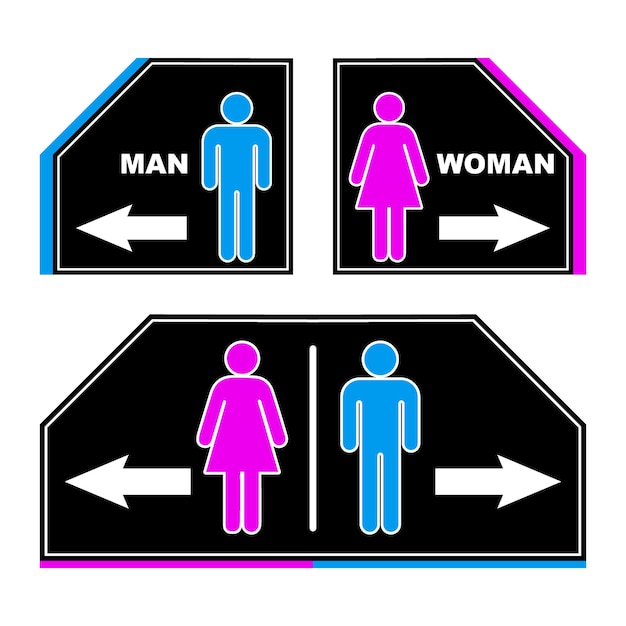 Set toilet sign restroom public sign symbol man woman wc simple minimalist design illustration