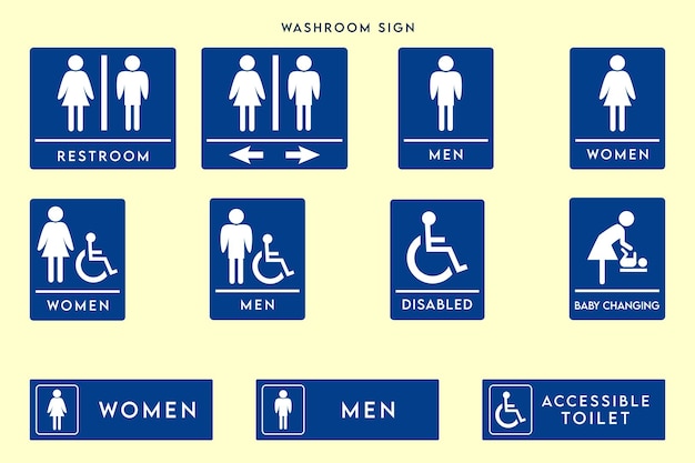 Vector set of toilet signs washroom sign