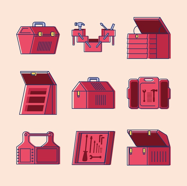 Vector set of tool boxes