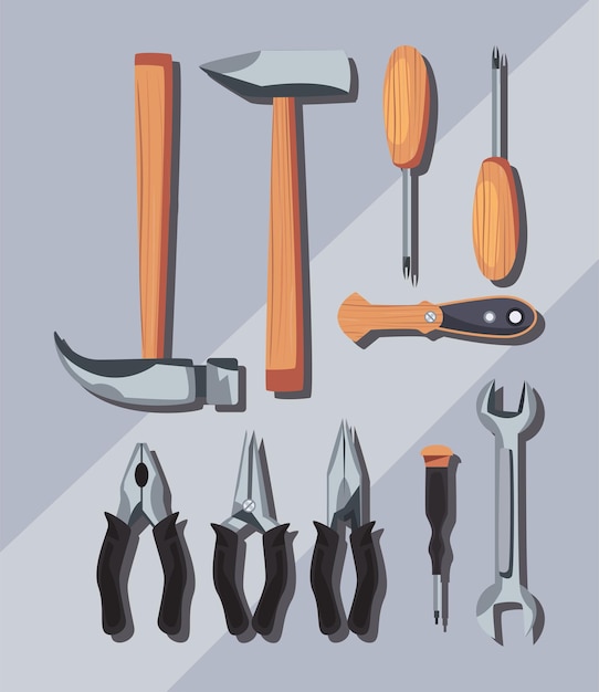 Set of tools construction icons