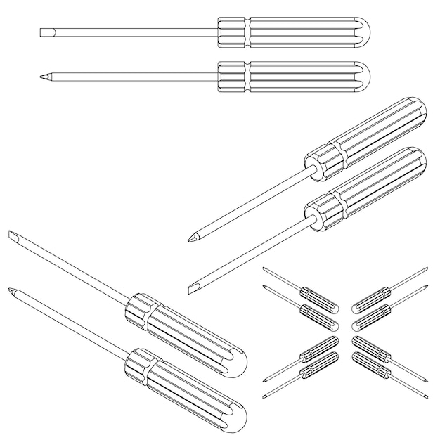 Vector set tools isometric on a white background