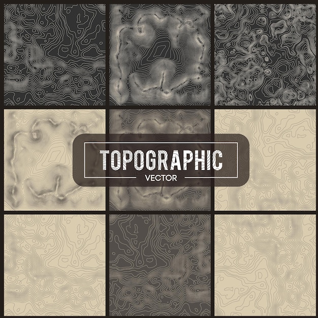 Set of topographic map contour backgrounds topo map with elevation contour map vector geographic world topography map grid abstract vector illustration