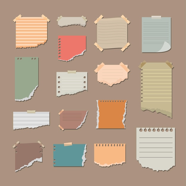 Set of torn papers