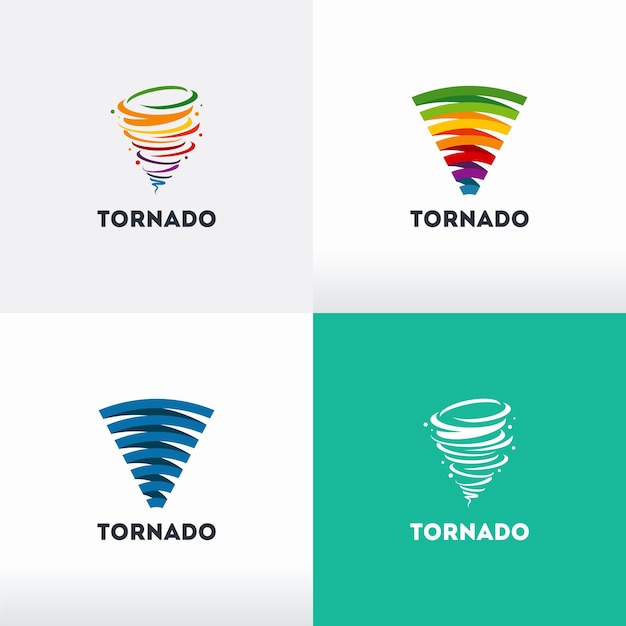 Vettore insieme del simbolo del logo tornado isolato, simbolo del logo dell'uragano astratto, illustrazione vettoriale del tifone