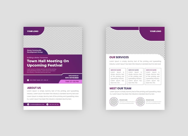 Vector set of town hall meeting flyer templates city hall template bundle vector illustration eps 10