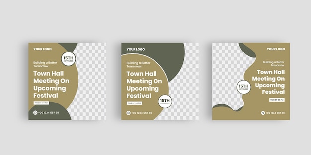 Vector set of town hall meeting social media templates city hall template bundle vector illustration eps