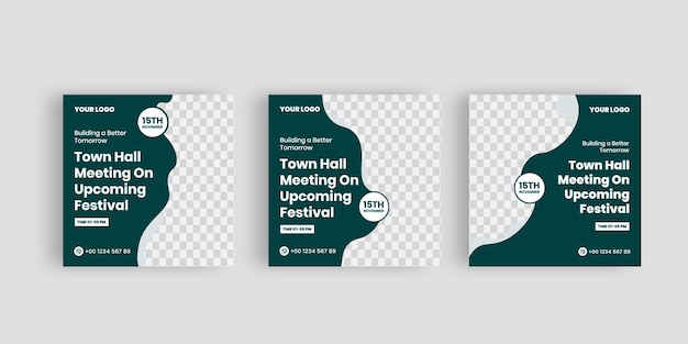 Vector set of town hall meeting social media templates city hall template bundle vector illustration eps