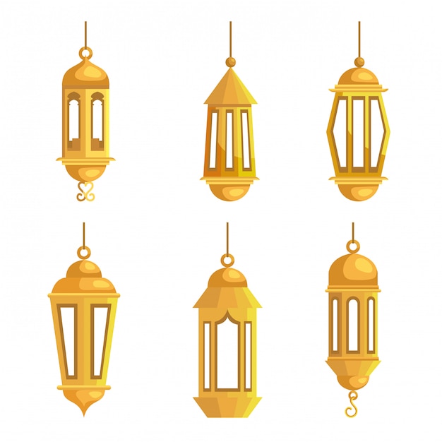 Set of tradition lamps hanging to eid al adha