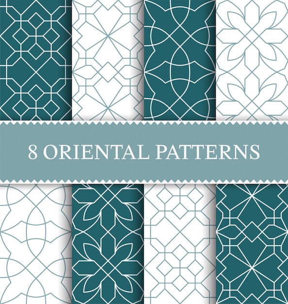 Set of traditional arabian seamless pattern