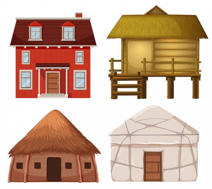 Vector set of traditional house