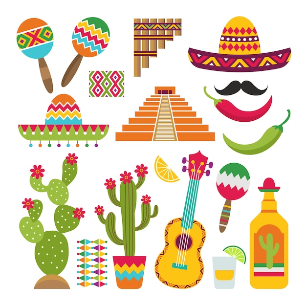 Set of traditional Mexican symbols 