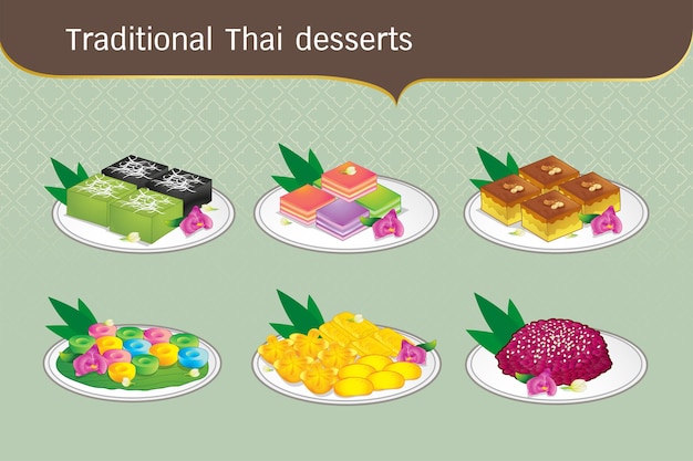 Set Traditional Thai desserts sweet food