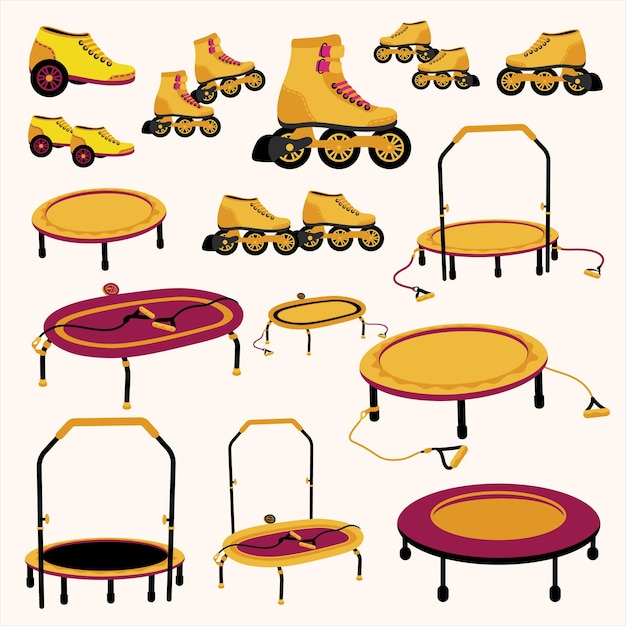 Set of Trampoline and Roller Skate