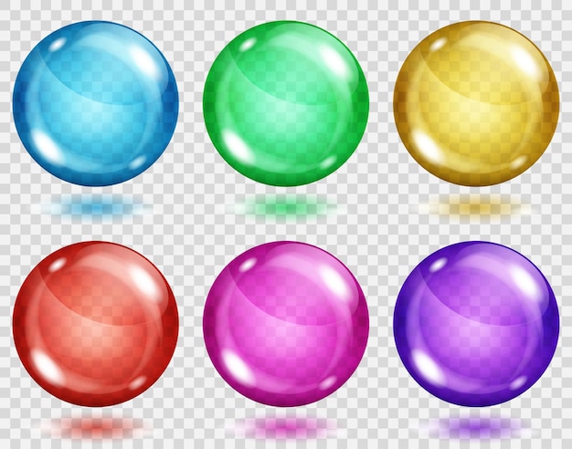 Vector set of translucent colored spheres with shadows