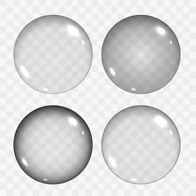 Vector set of translucent empty glass spheres or circles