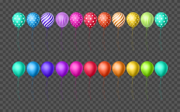 Vector set of transparent balloons in various colors