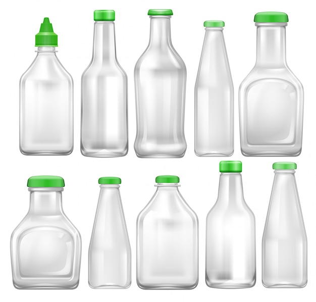 Vector set of transparent bottle