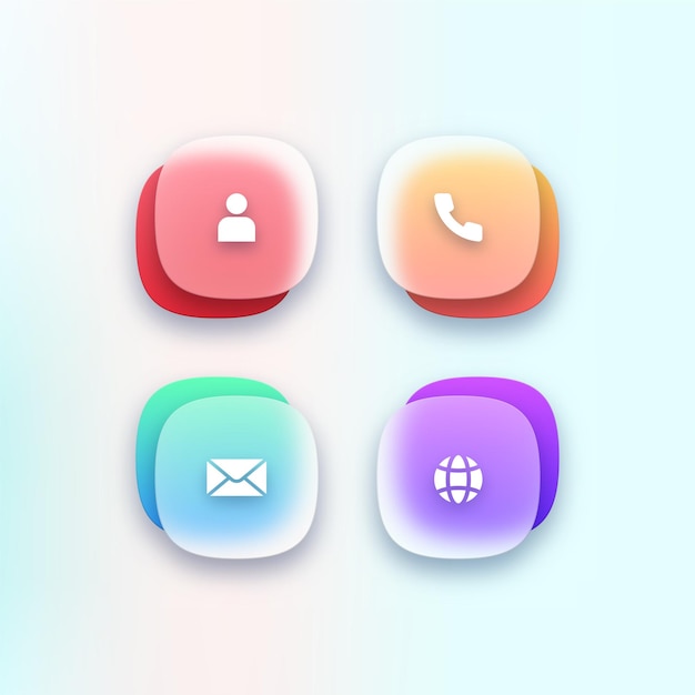 Set of transparent contact icons