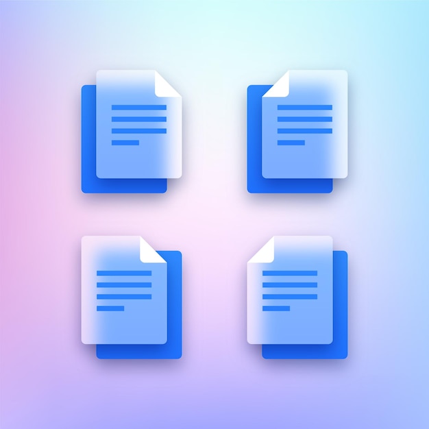 Set of transparent document icons