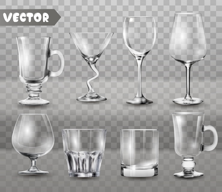 Vector 一組透明玻璃杯.