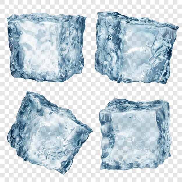 Set of transparent ice cubes