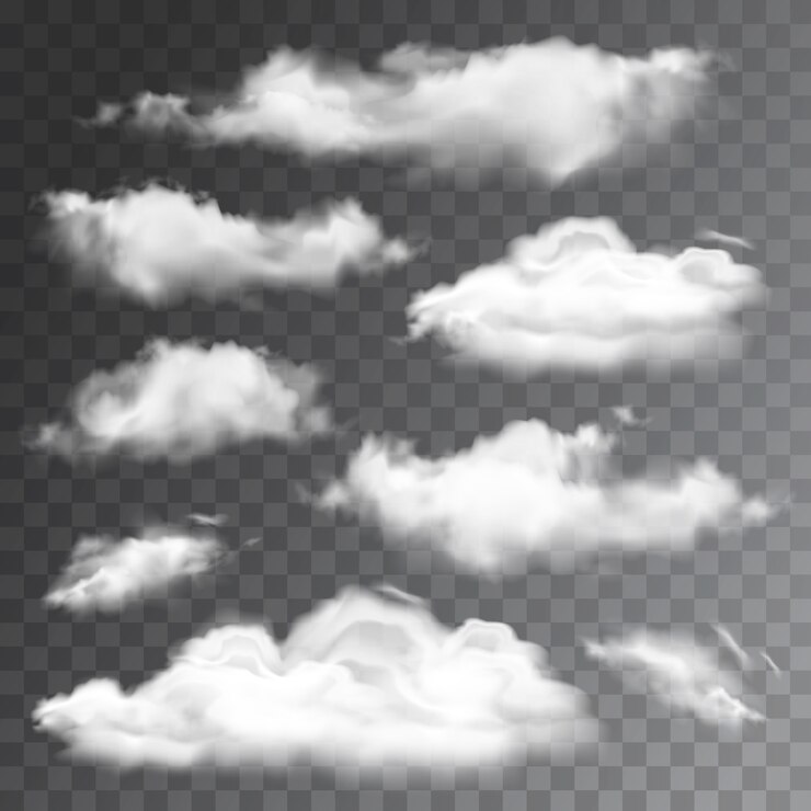 Vector set of transparent realistic clouds. illustration