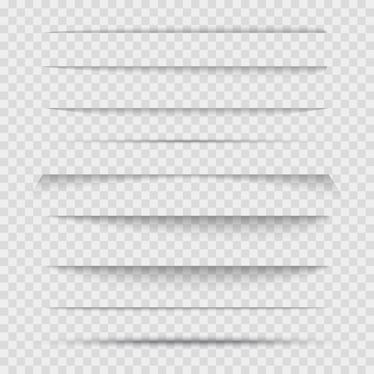 Vector set of transparent separators line with shadows.