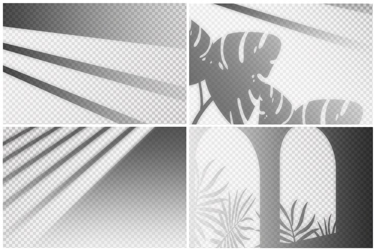 Vector set of transparent shadows overlay effect