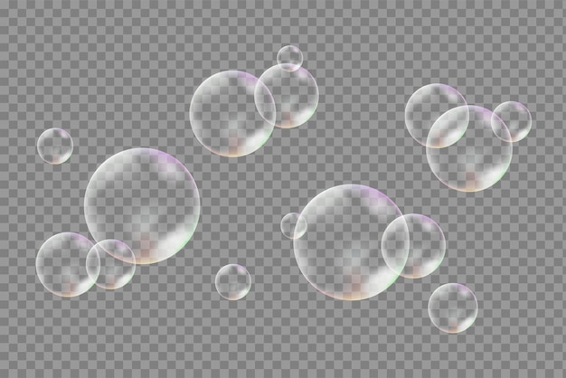 A set of transparent soap bubbles. vector illustration