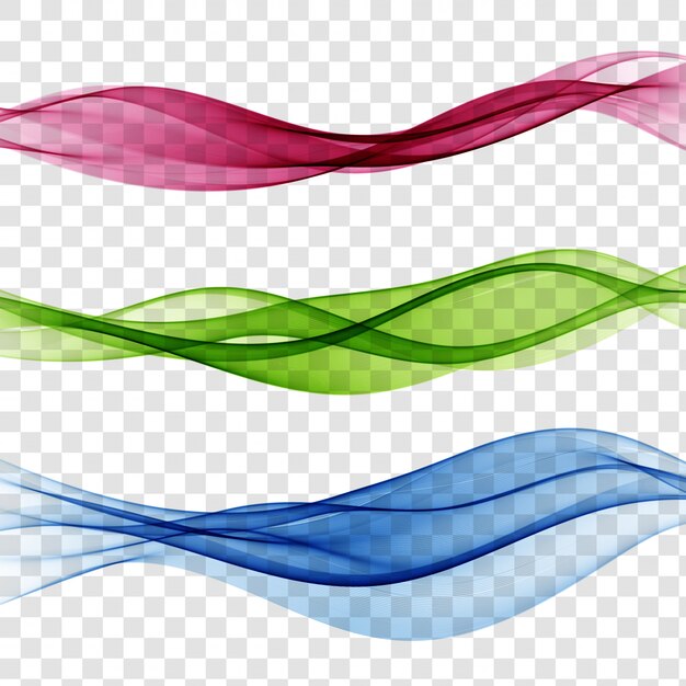 Set of transparent waves.Abstract colour background waves.