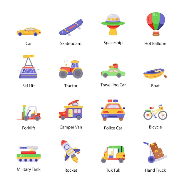 Set of Transport Flat Icons