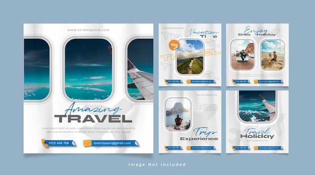 Vector set of travel adventure post template