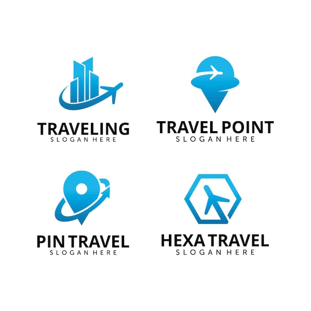 Set of travel agency logo design template