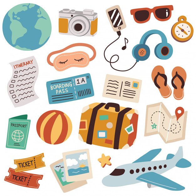 Vector set of travel doodle vector illustration