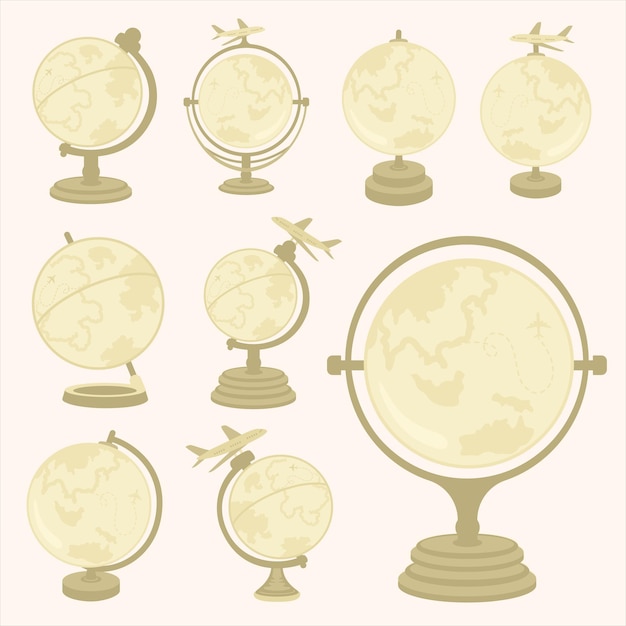 Set of travel globe