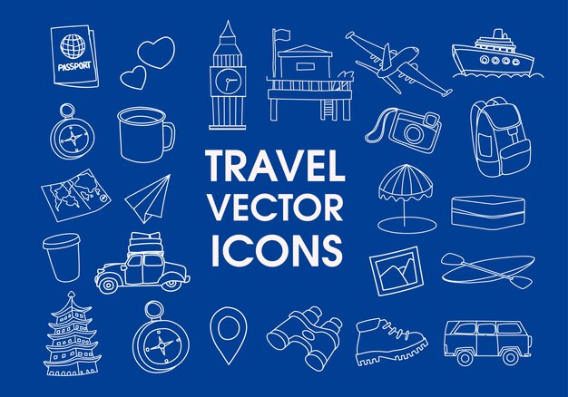 Vector set of travel   line icons design elements