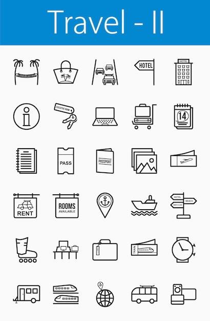 Vector set travel line icons