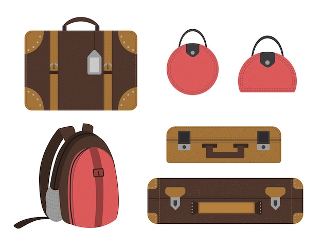 Vector set of travelers suitcases collection