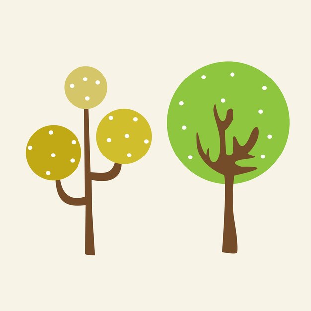 set tree leaf illustration vector