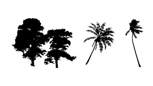 Vector set of tree silhouette on white background