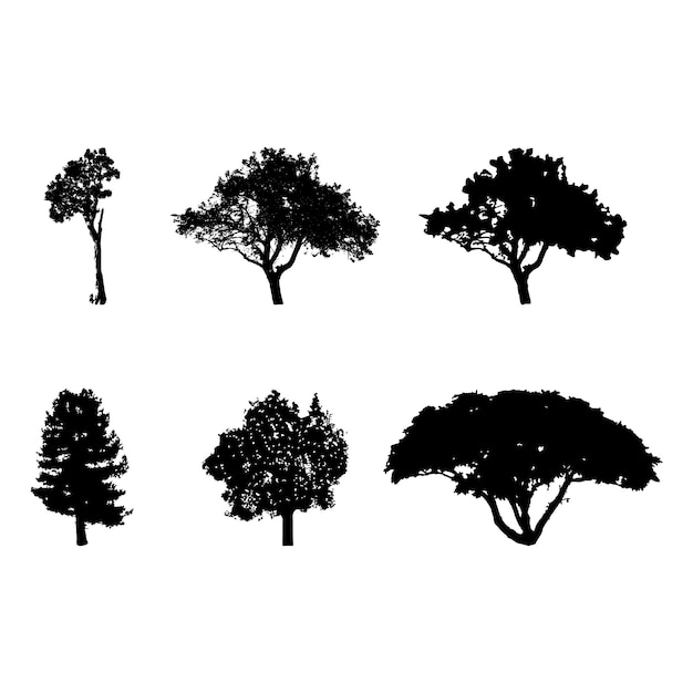 Vector set of tree silhouettes