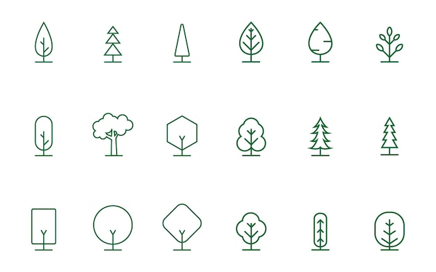 set of Tree Vector Line Icon set Tree symbol vector sign