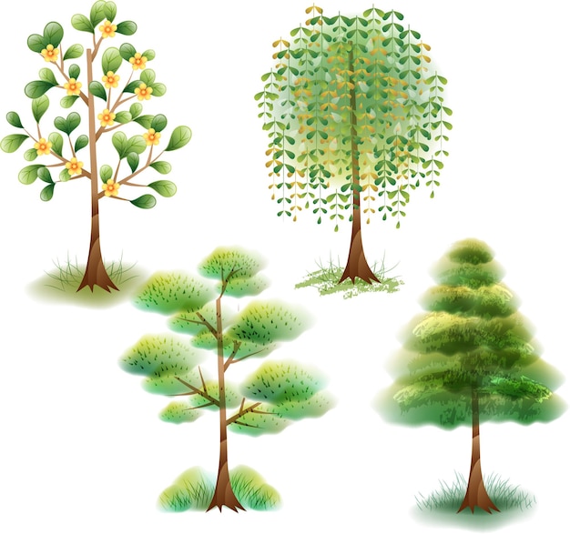 Set trees of different kind in flat design