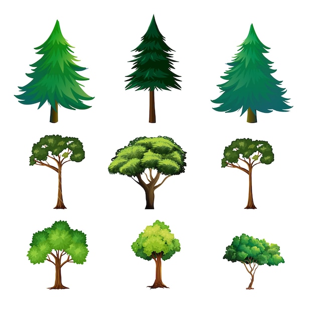 Set of trees in flat style