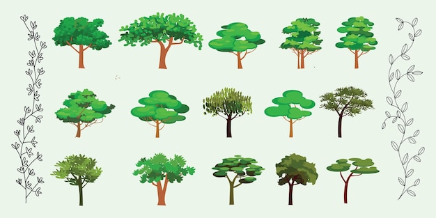 Set of trees nature icon vector illustration